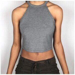 Zara Trafaluc Crop Halter Neck Top - Grey (s)
